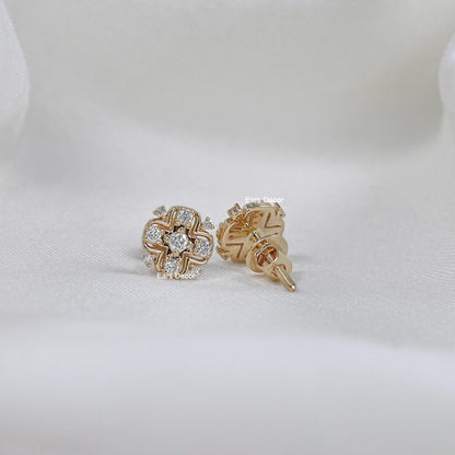 Round Cut Lab Diamond Cluster Earrings