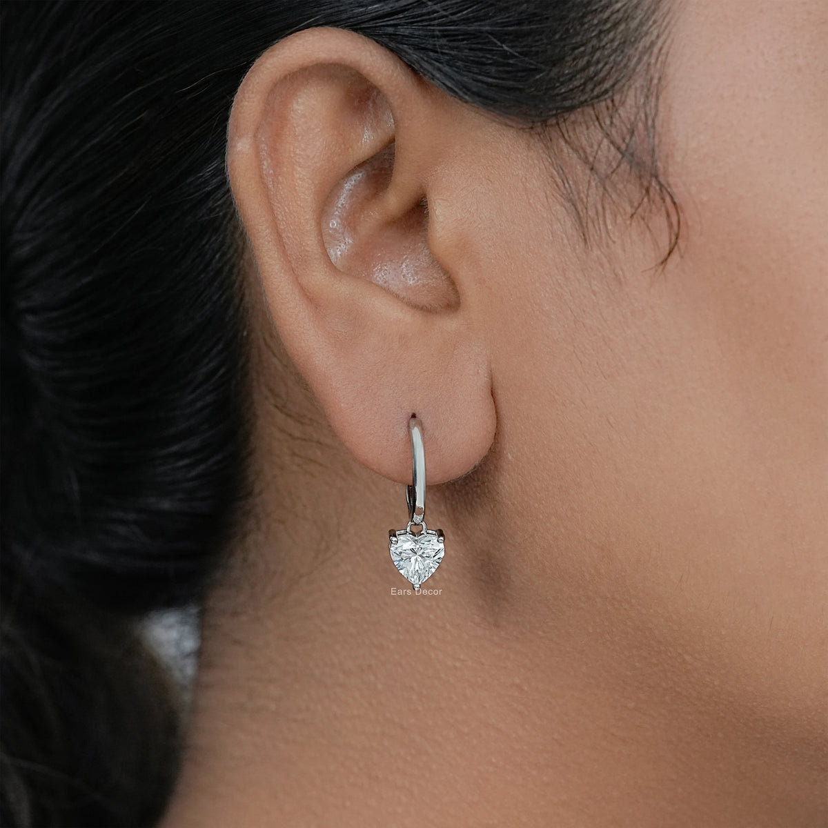 Heart Cut Lab Diamond Dangle Earrings