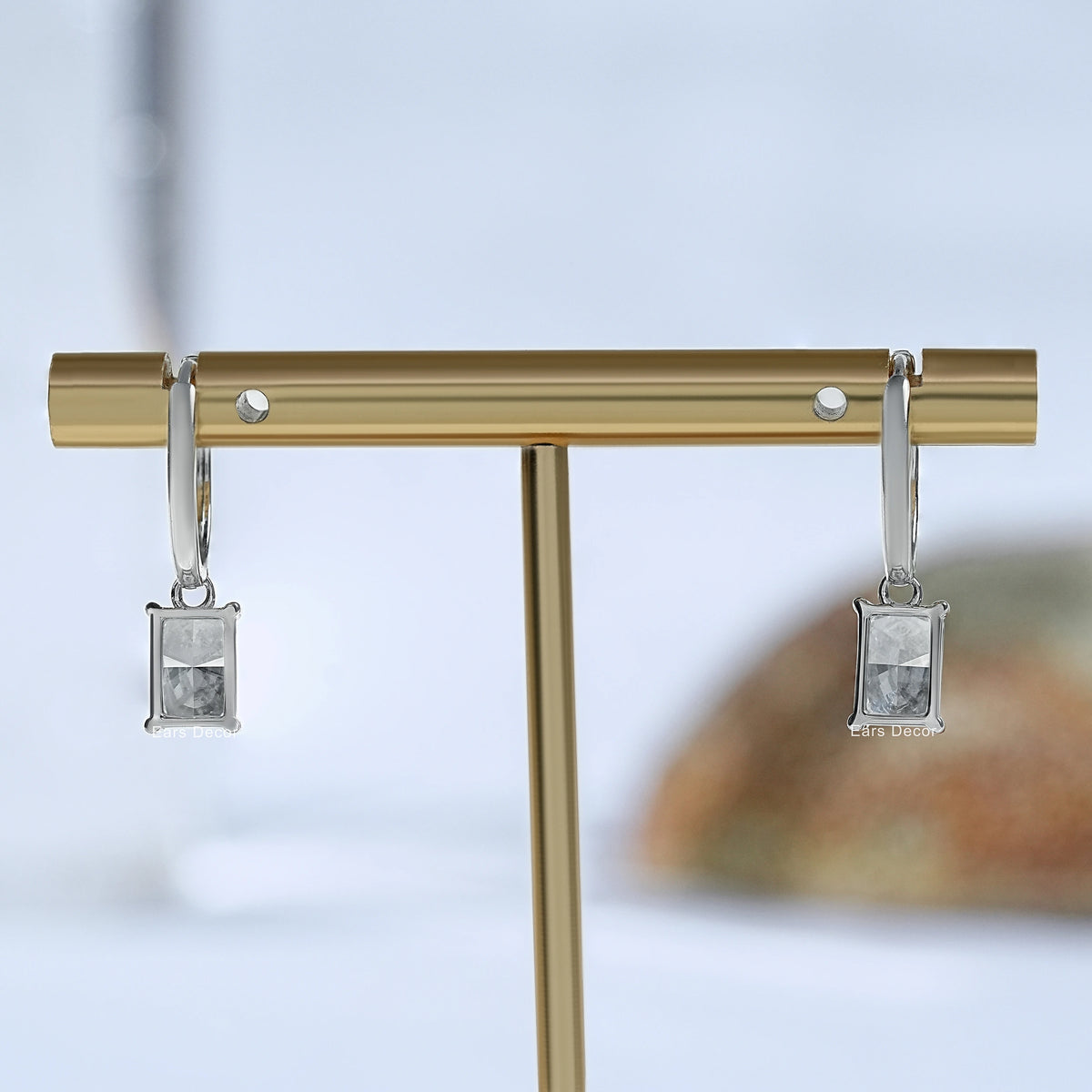 Lab Radiant Diamond Dangle Earrings
