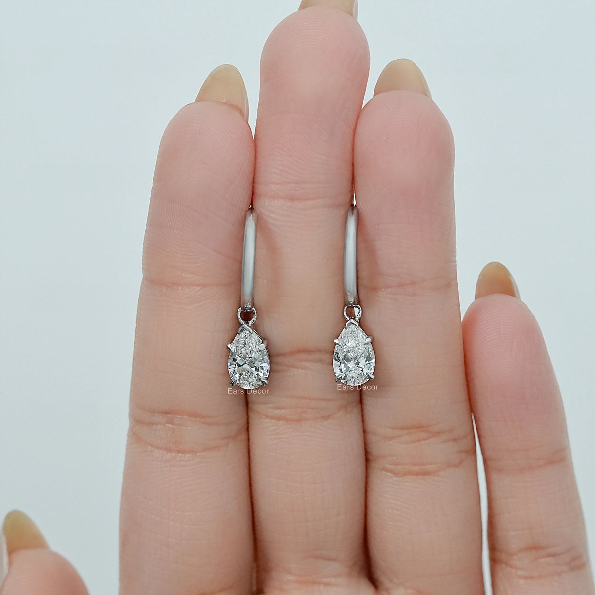 Pear Dangle Lab Diamond Earrings