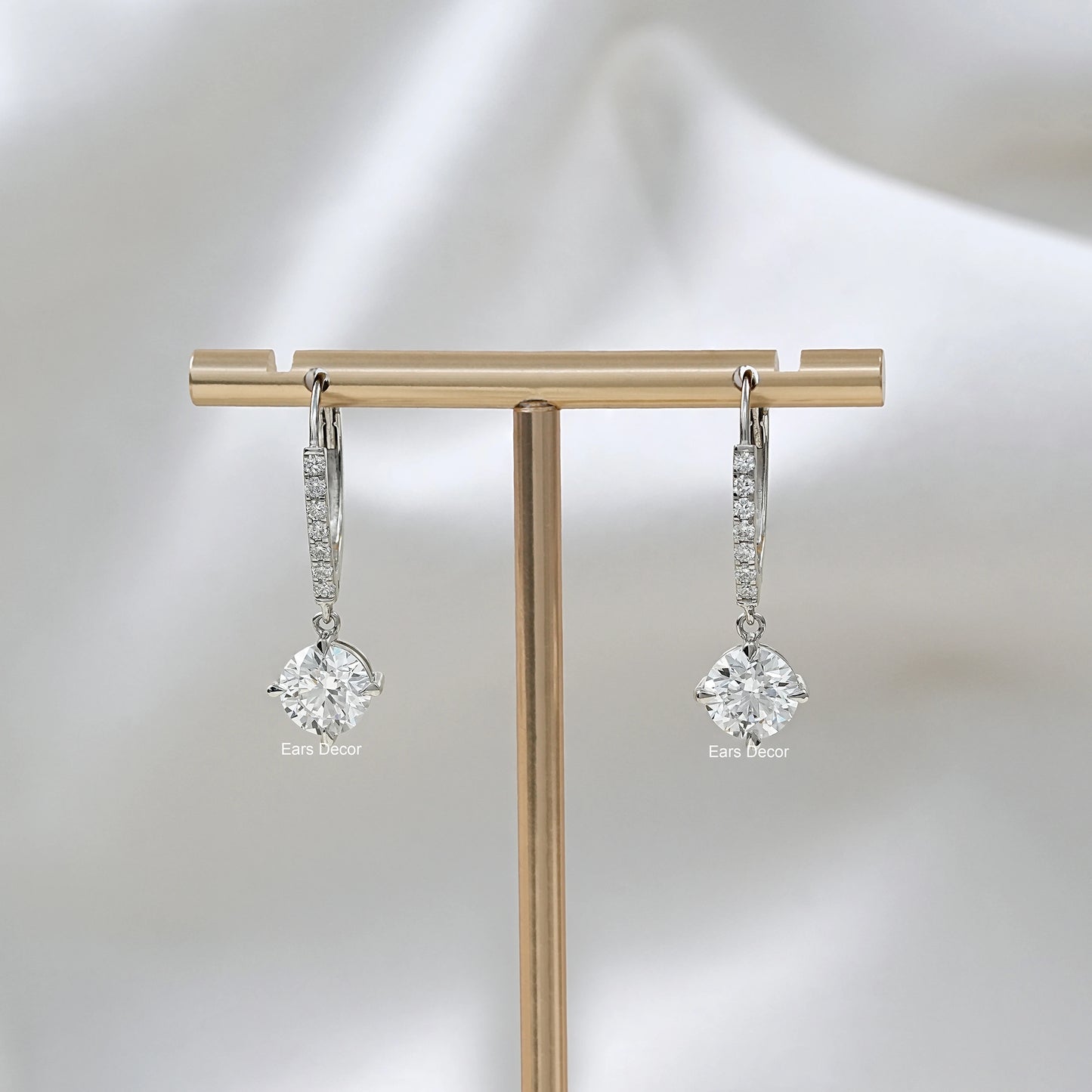 Round Cut Lab Diamond Dangle Drop Earrings