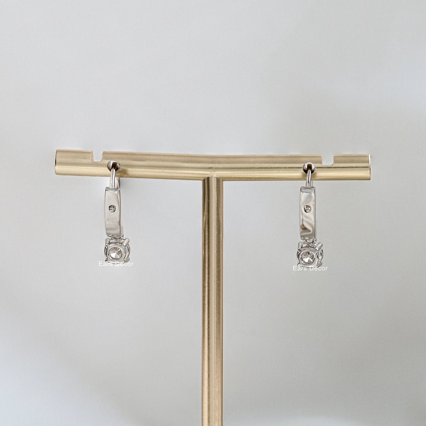 Round Cut Lab Diamond Dangle Hoop Earrings