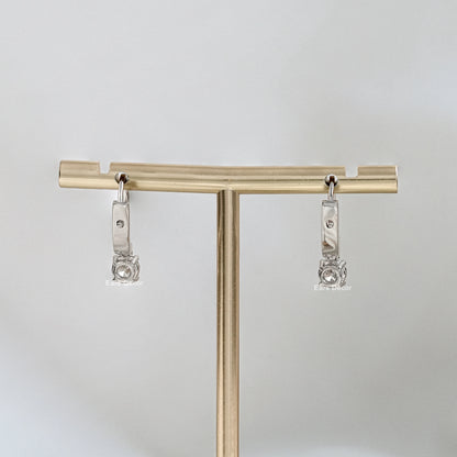 Round Cut Lab Diamond Dangle Hoop Earrings