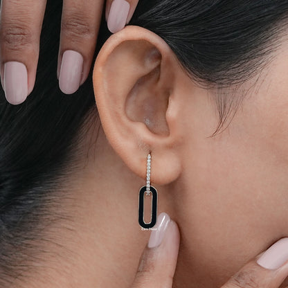Round Diamond Hoop Link Earrings