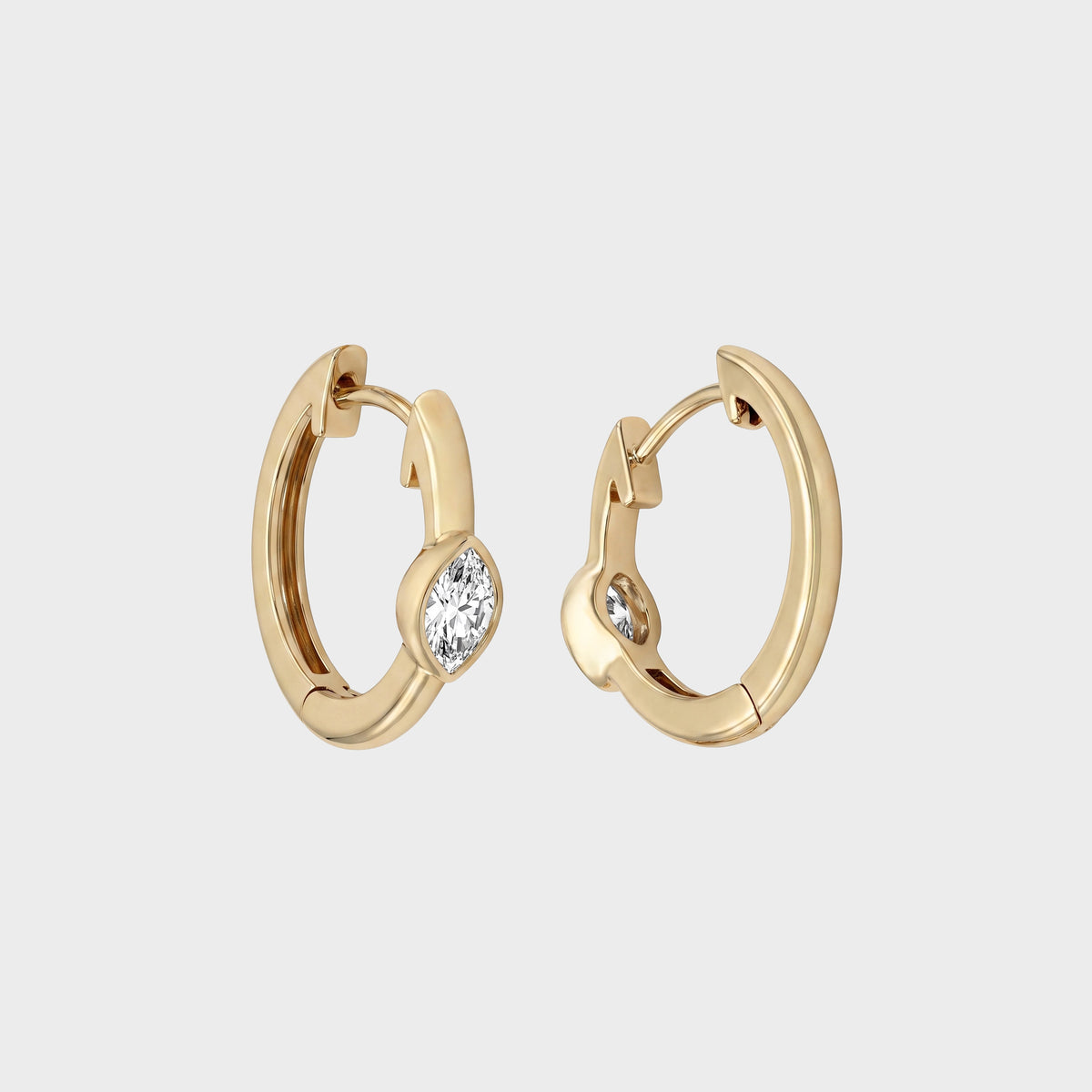 Marquise Cut Lab Diamond Bezel Set Hoop Earrings
