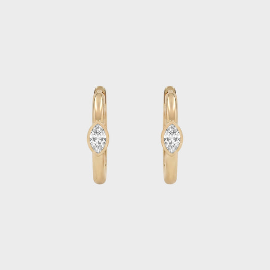 Bezel Set Marquise Cut Moissanite Hoop Earrings