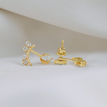 Marquise Cluster Diamond Jacket Stud Earring