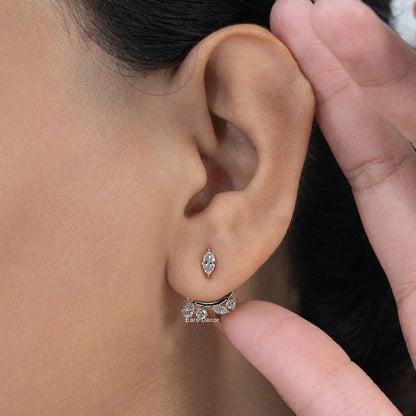 Marquise Cluster Diamond Jacket Stud Earring