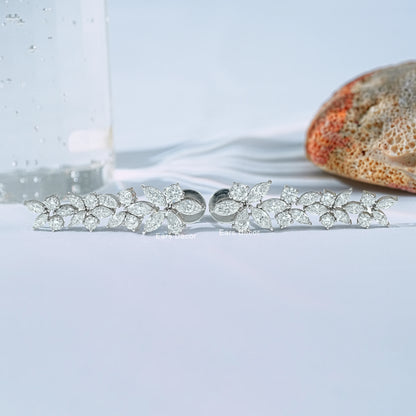 Marquise Cut Lab Diamond Cluster Drop Earrings