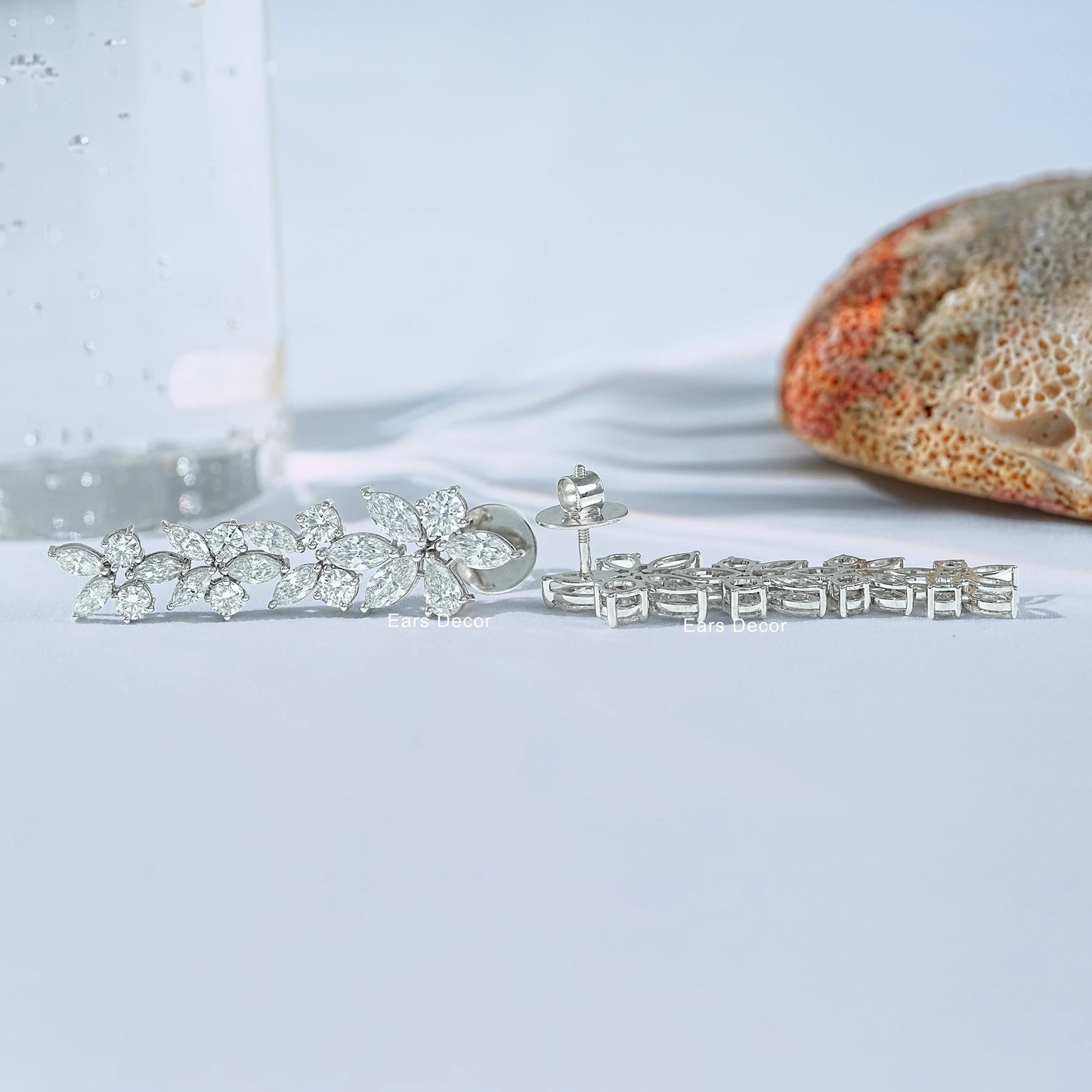 Marquise Cut Lab Diamond Cluster Drop Earrings