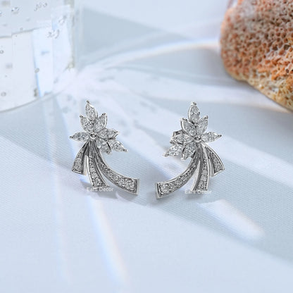Marquise Cut Leaf Shaped Lab Diamond Stud Earrings
