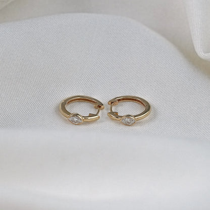 Bezel Set Marquise Cut Moissanite Hoop Earrings