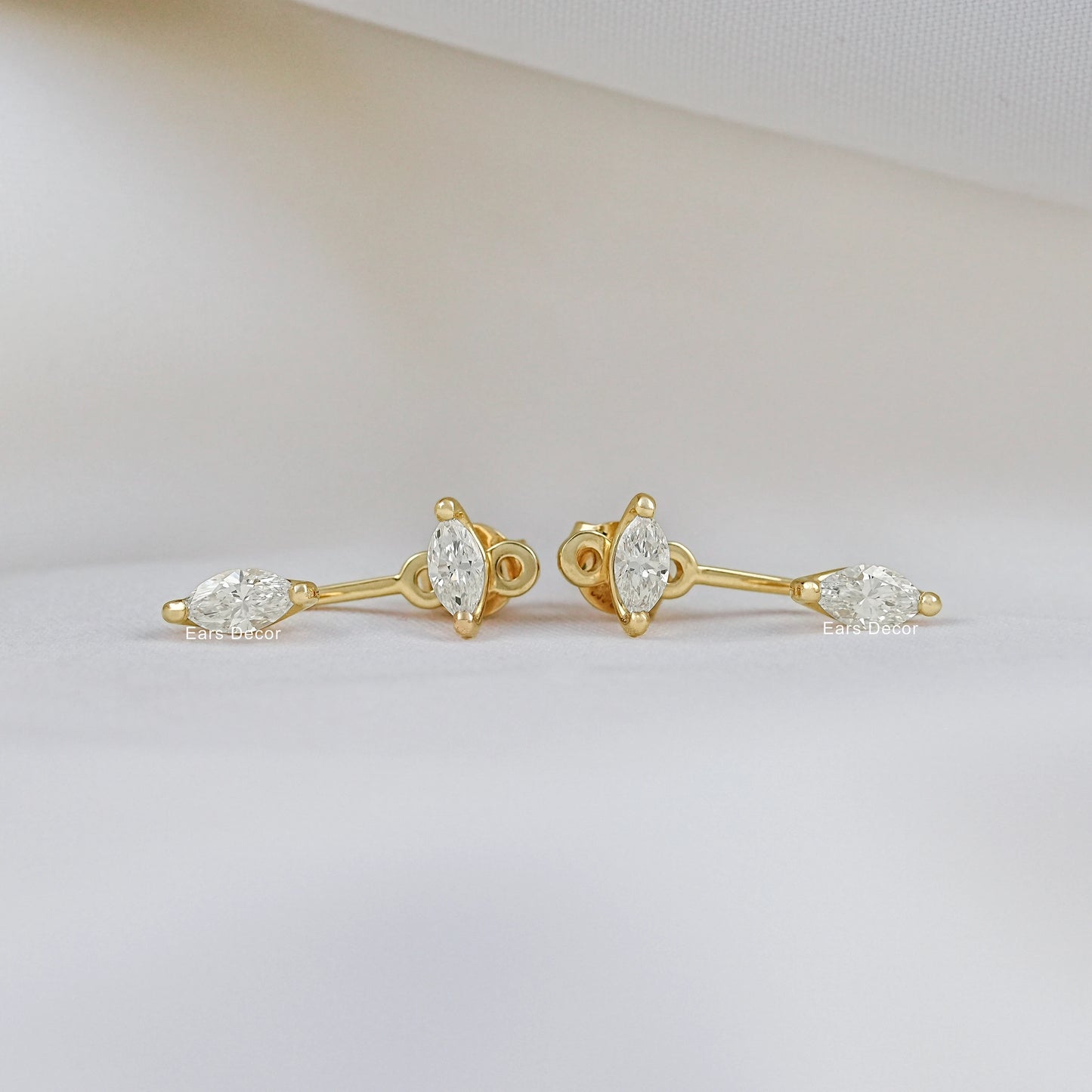 Marquise Diamond Stud Ear Jacket Earring