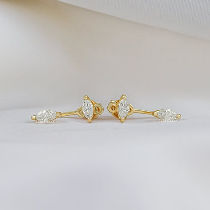Marquise Diamond Stud Ear Jacket Earring