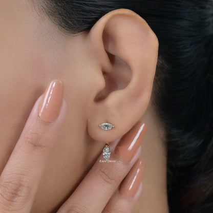 Marquise Diamond Stud Ear Jacket Earring