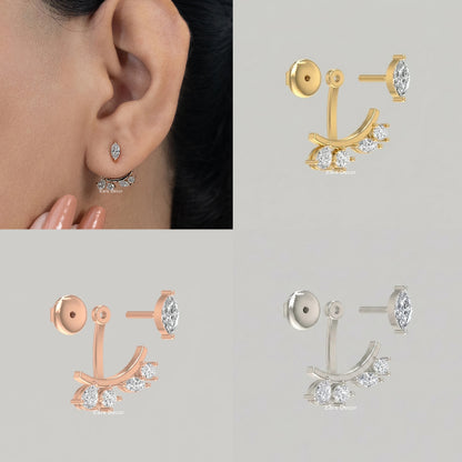 Marquise Cluster Diamond Jacket Stud Earring