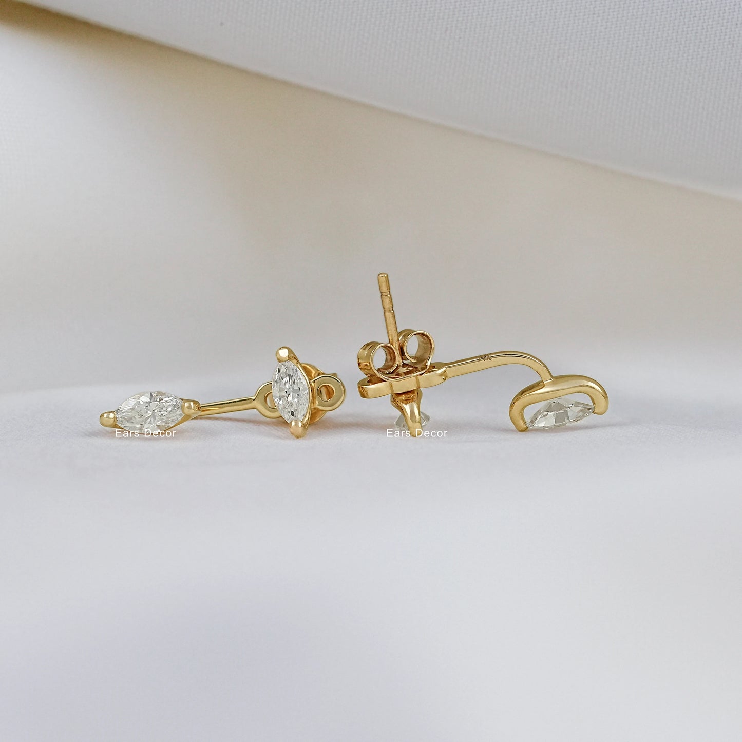 Marquise Diamond Stud Ear Jacket Earring