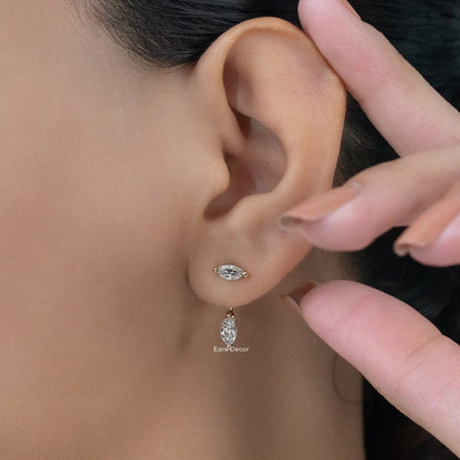 Marquise Diamond Stud Ear Jacket Earring