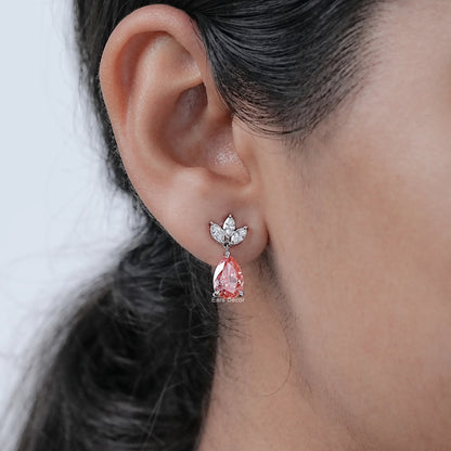Pink Pear And Marquise Diamond Drop Earrings