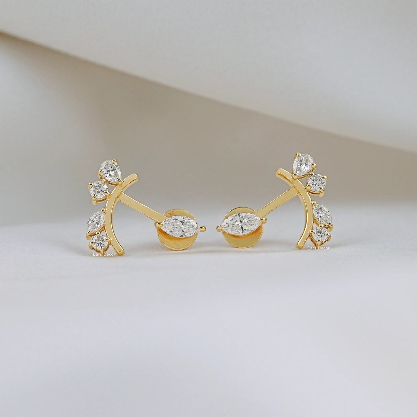 Marquise Cluster Diamond Jacket Stud Earring