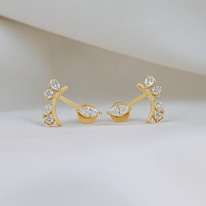 Marquise Cluster Diamond Jacket Stud Earring