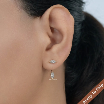 Marquise Diamond Stud Ear Jacket Earring