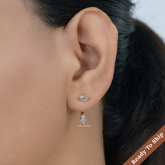 Marquise Diamond Stud Ear Jacket Earring