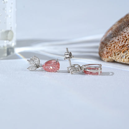 Pink Pear And Marquise Diamond Drop Earrings