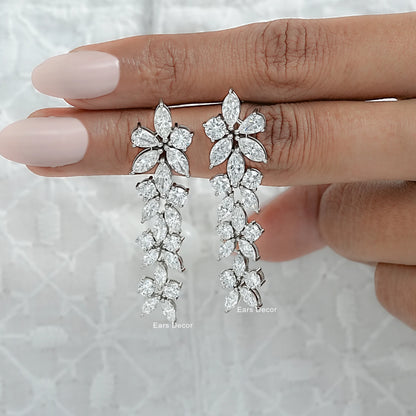 Marquise Cut Lab Diamond Cluster Drop Earrings