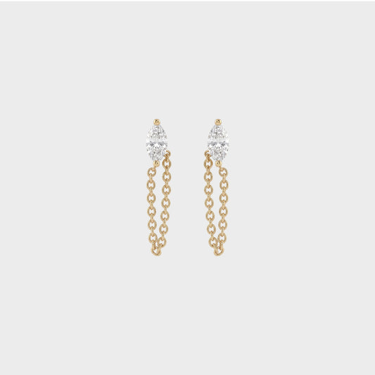 Marquise Lab Diamond Chain Dangle Earrings