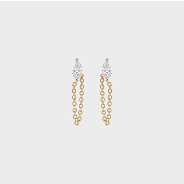 Marquise Lab Diamond Chain Dangle Earrings