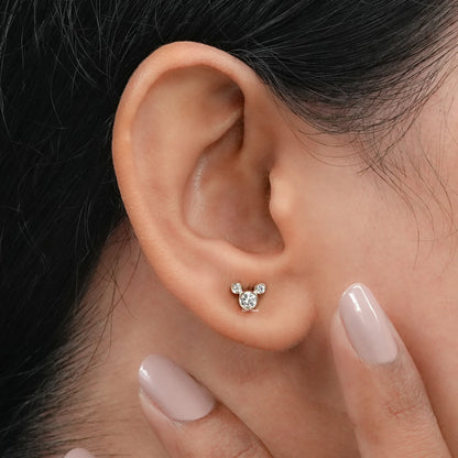 Round Diamond Micky Mouse Stud Earrings