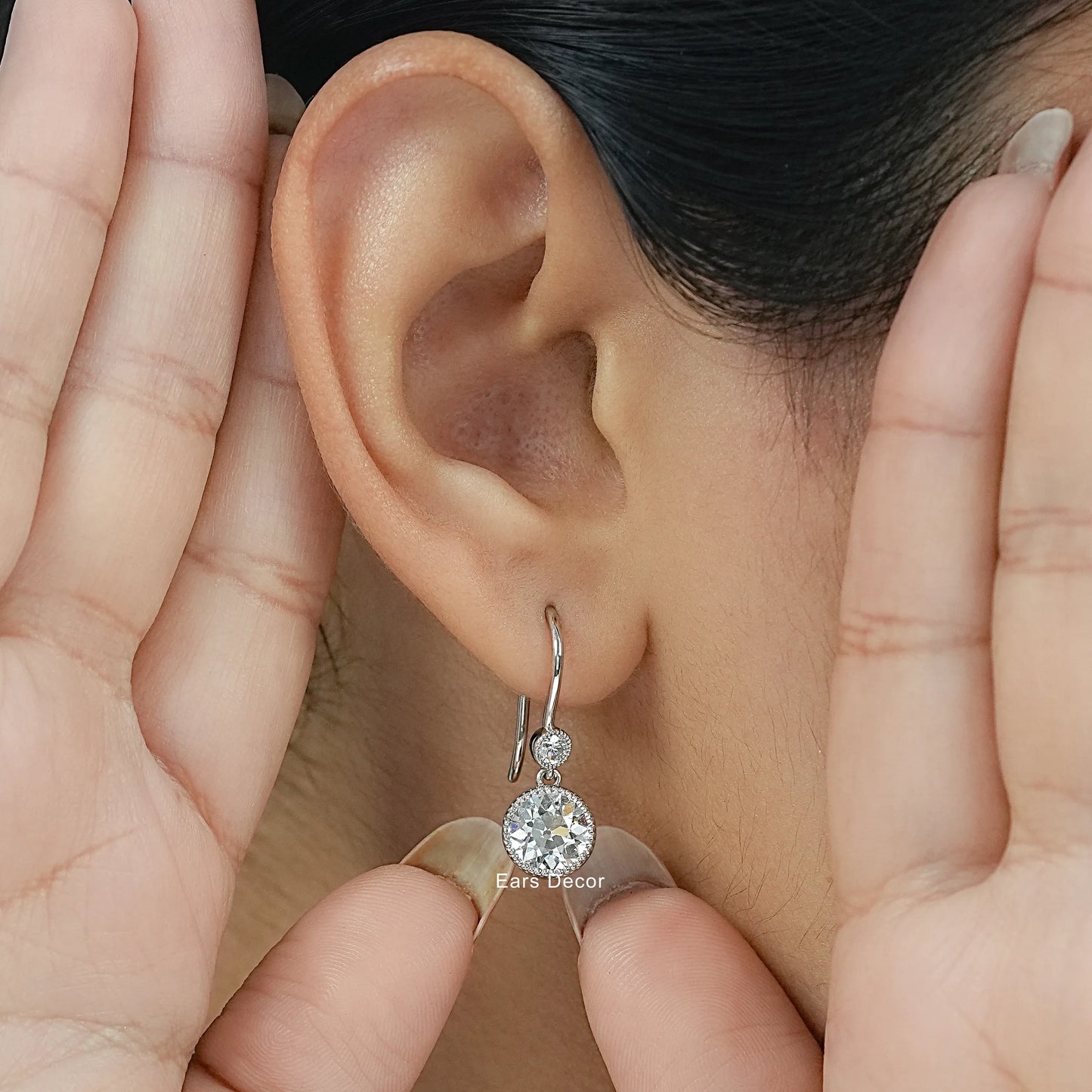 Old European Round Cut Dangle Earring