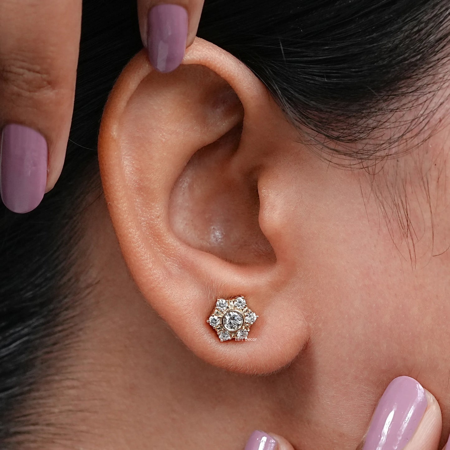 Round Cut lab Grown Diamond Dainty Stud Earrings