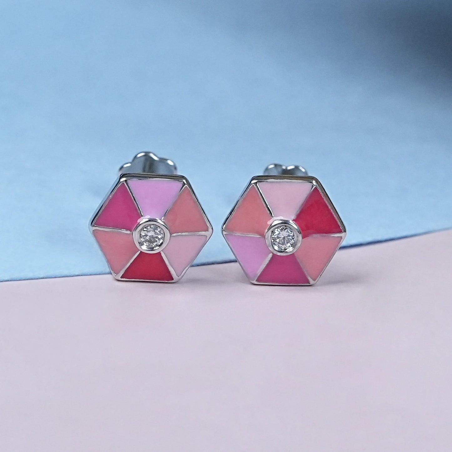 Enemal Hexagon Shape Baby Stud Earring