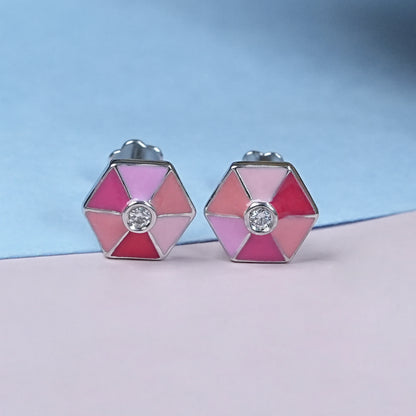 Enemal Hexagon Shape Baby Stud Earring