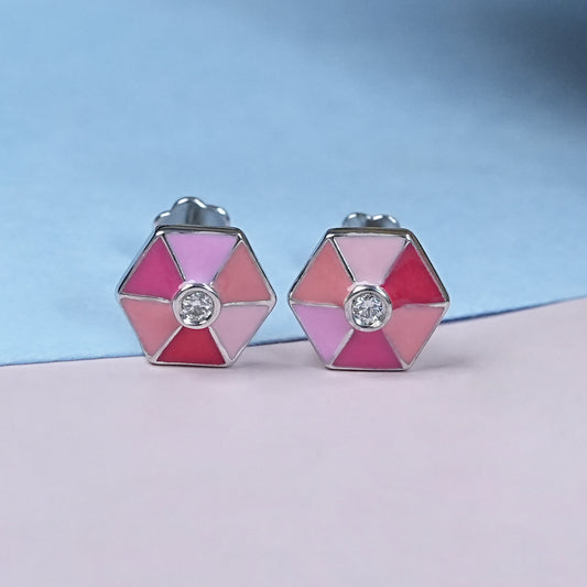 Enemal Hexagon Shape Baby Stud Earring