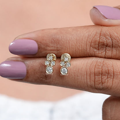 Round Shape Lab Diamond Minimalist Stud Earrings