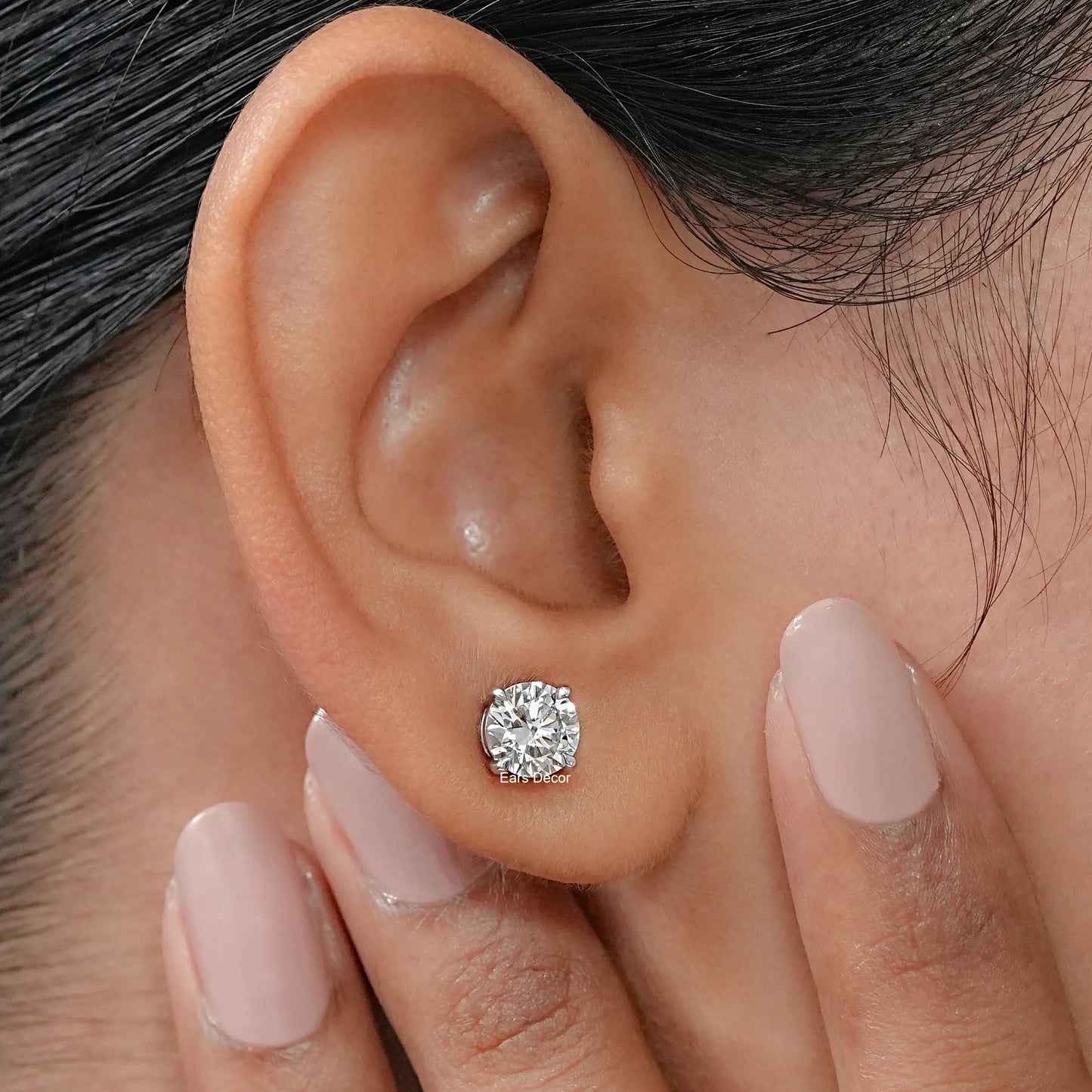 Round Cut Lab Grown Diamond Solitaire Stud Earrings