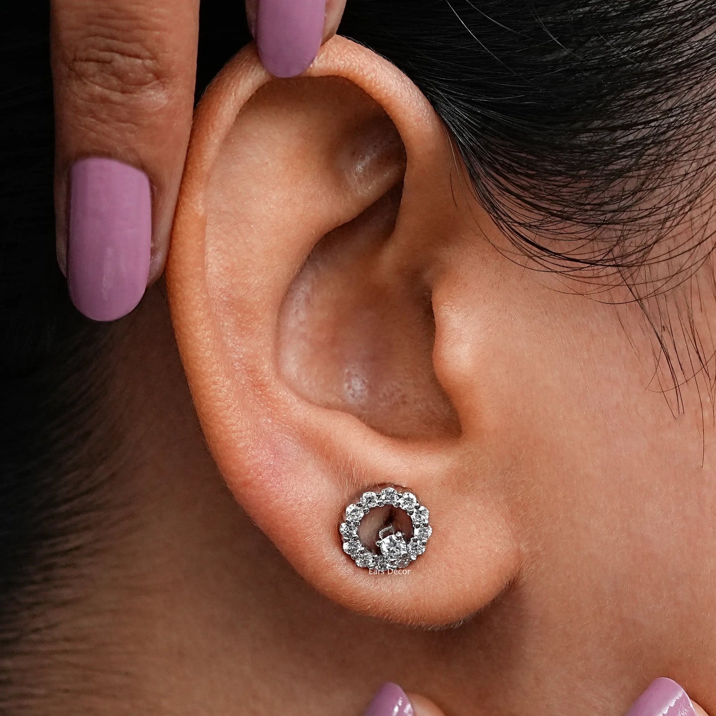 Open Circle Natural Round Stud Earrings