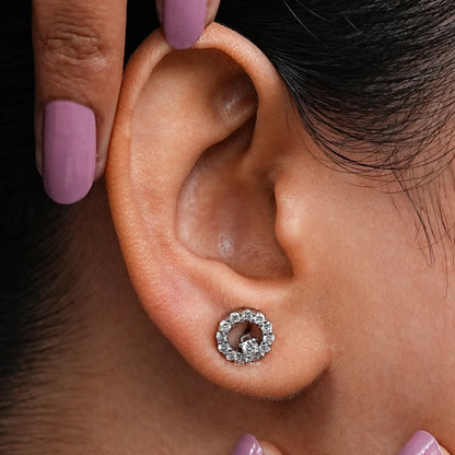 Open Circle Natural Round Stud Earrings