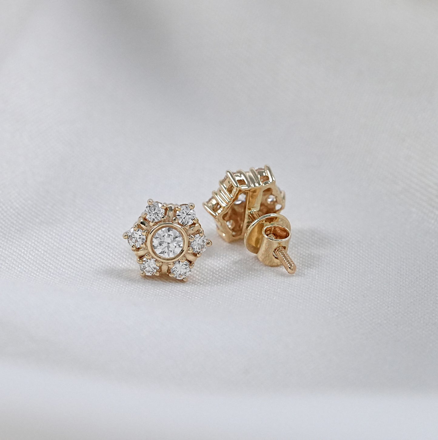 Round Cut lab Grown Diamond Dainty Stud Earrings