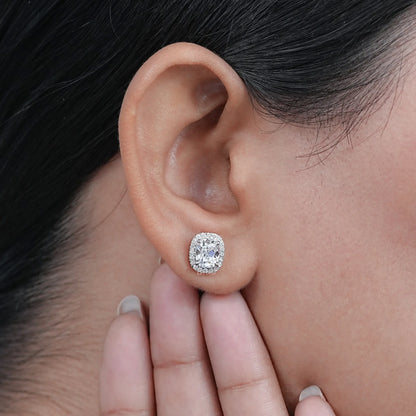 Old Mine Cushion Lab Diamond Halo Earrings