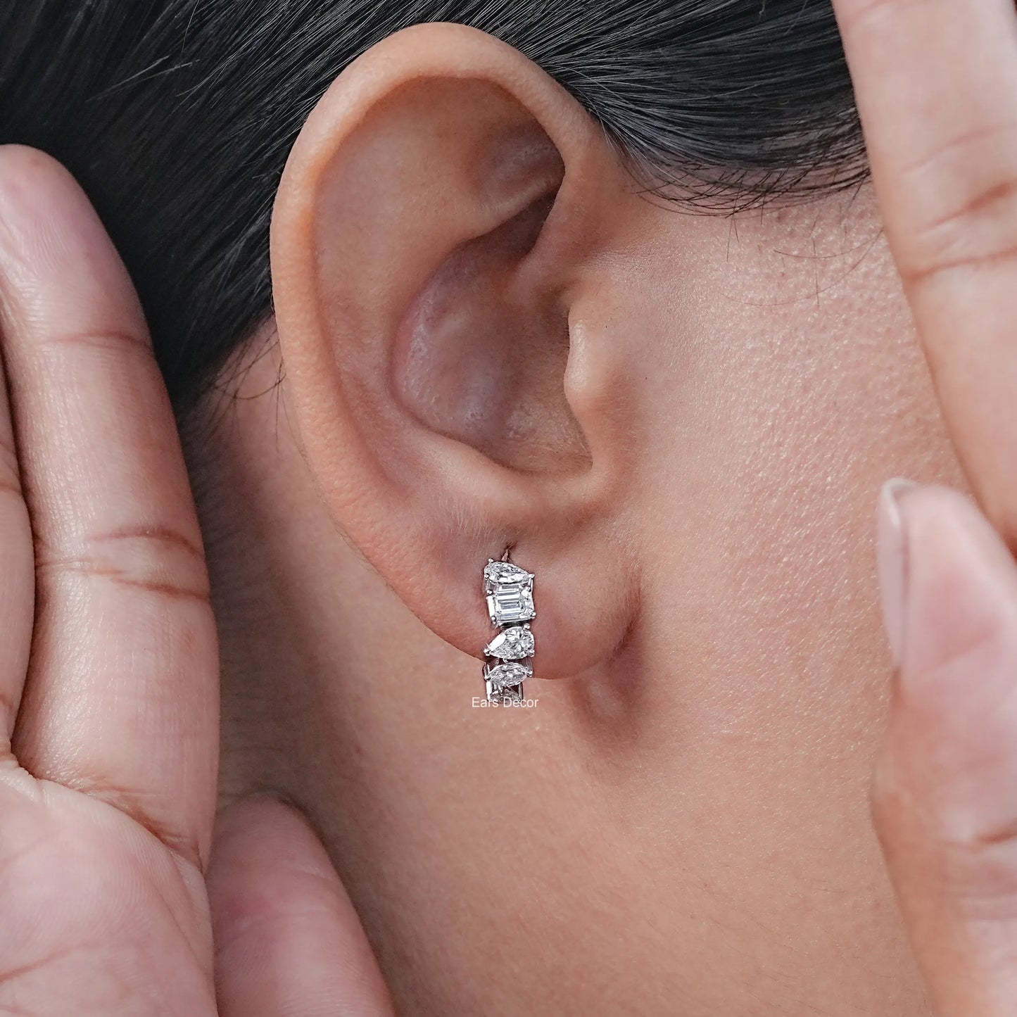 Multi Shape Lab Grown Diamond Hoop Earrings