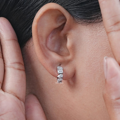 Multi Shape Lab Grown Diamond Hoop Earrings