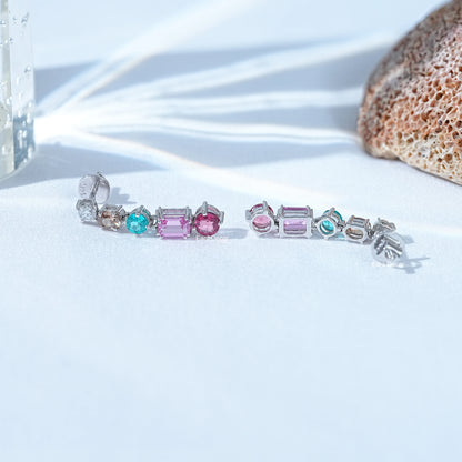 Multiple Shape Rainbow Gemstone Drop Earrings