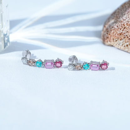 Multiple Shape Rainbow Gemstone Drop Earrings