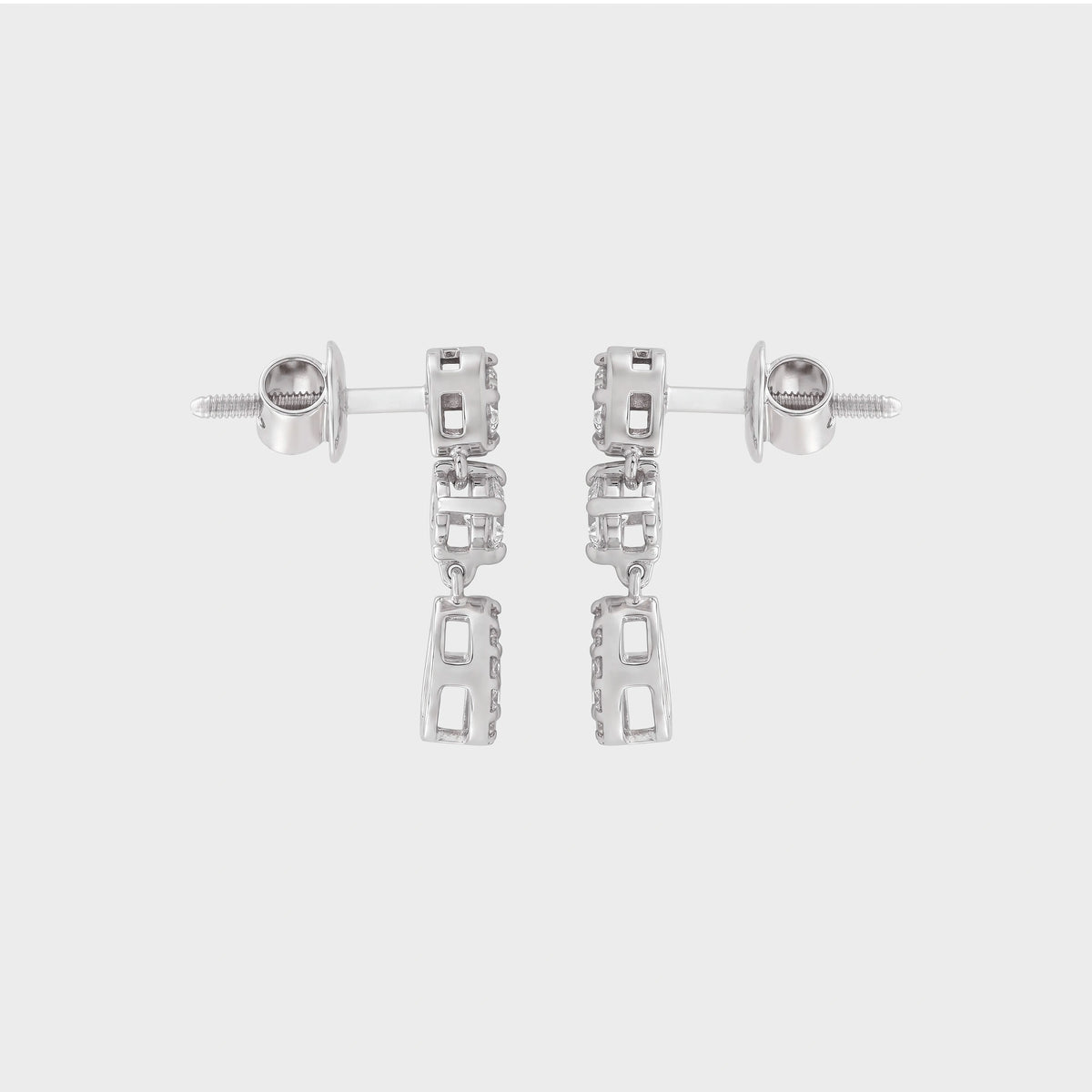 Round Natural Diamond Cluster Drop Earrings