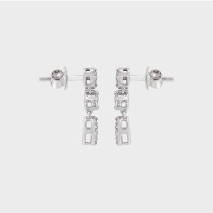 Round Natural Diamond Cluster Drop Earrings