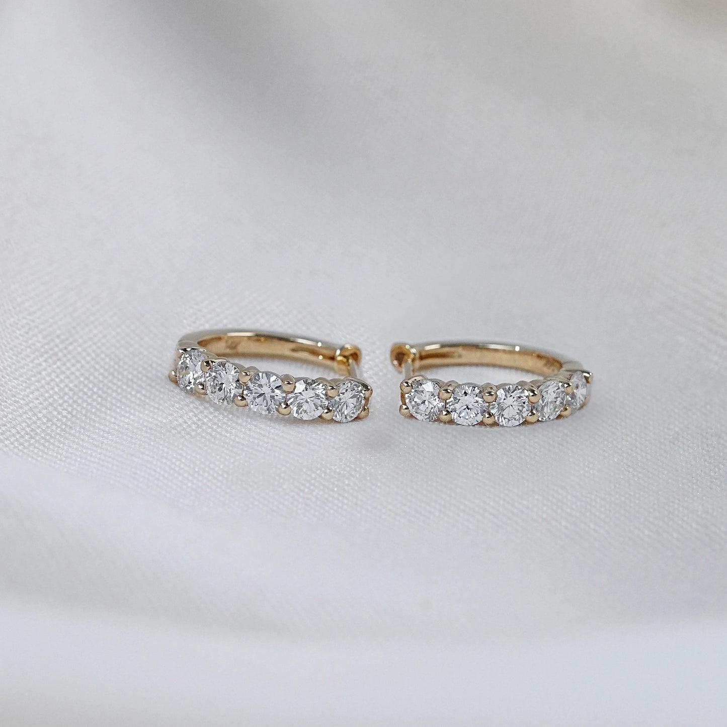 Natural Round Five Stone Hoop Earrings